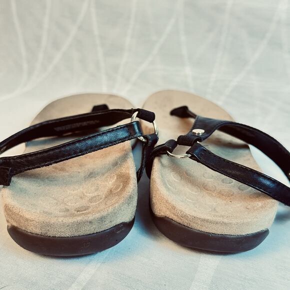 Vionic Kirra Womens Sz 6.5 Black Wedge Sandals Comfort Gold Buckle Ankle Strap - Picture 4 of 6